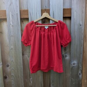 Madewell Texture & Thread Red Peasant Top Size Medium